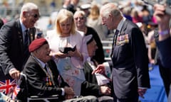 King Charles meeting veterans after the UK's national commemorative event in Portsmouth