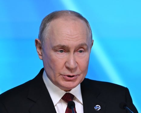 Russia’s president Vladimir Putin addresses the audience during the Valdai Discussion Club meeting in Moscow.