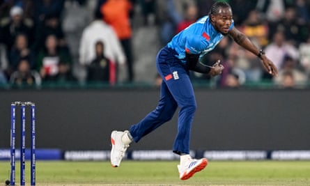 Jofra Archer in his follow-through