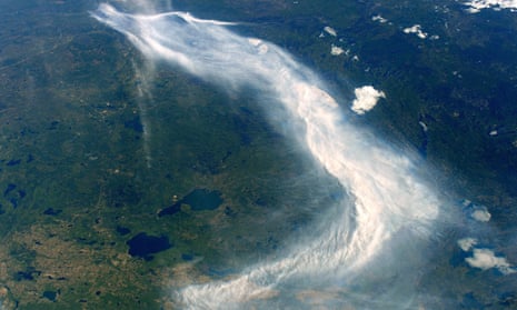 The smoke plume from the Fort McMurray wildfire in a photograph taken from the International Space Station.