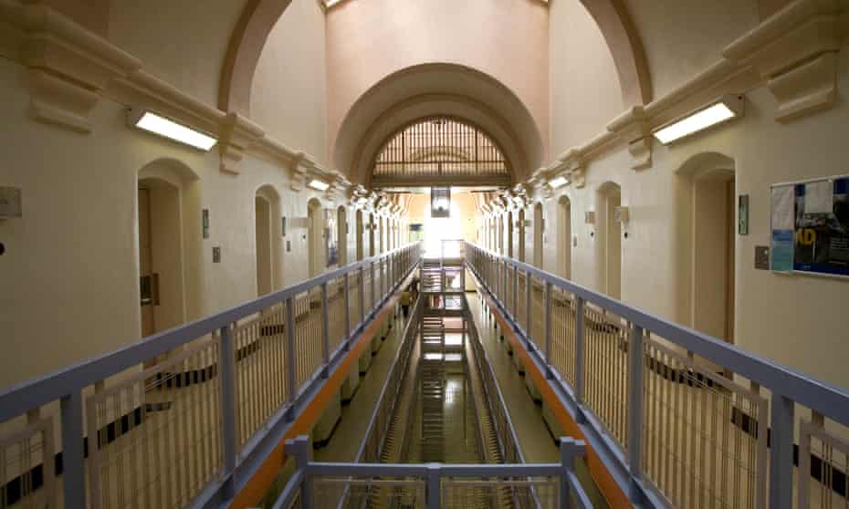 A cell block in HMP Wandsworth, one of the largest prisons in the UK.