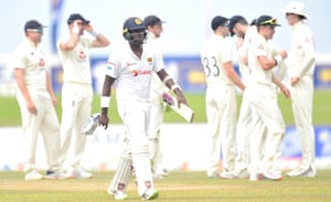 Angelo Mathews heads back to the pavilion after his knock of 110.