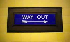 A 1930s Way Out sign in Southgate Underground station, London, UK