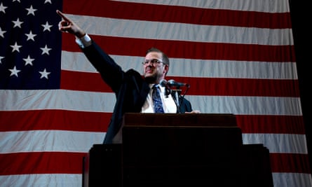 James Thompson speaks at the Kansas Democratic Party’s state convention in Topeka, in February.