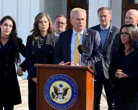 James Comer speaking from a podium