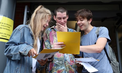 Sixth-form students receive their A-level results.