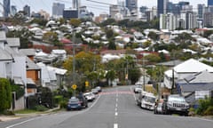 Houses and apartment buildings are seen in the Brisbane suburbs of Paddington and Petrie Terrace