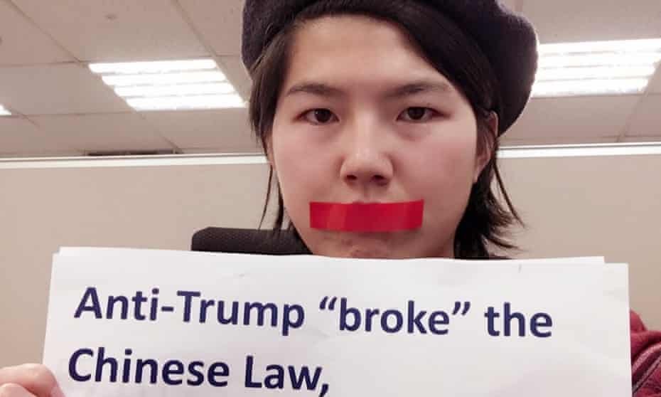 Li Maizi, a Chinese feminist, protests against Weibo suspending a popular account after criticising Donald Trump