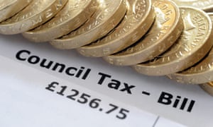 Council tax bill and pound coins