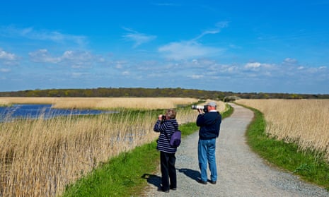 Birdwatchers at the RSPB Minsmere reserve in Suffolk.