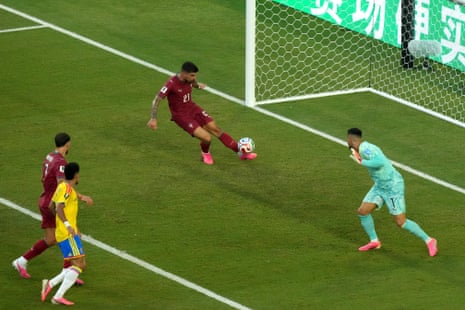 Ruben Neves clears the ball off the line for Portugal.