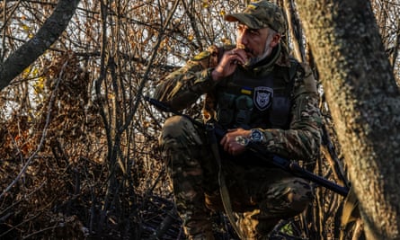A Ukrainian serviceman at the frontline in Kherson region, Ukraine