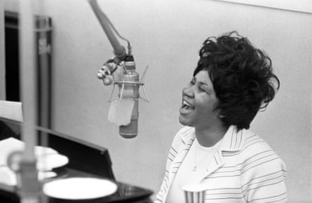 Aretha Franklin sings in the Atlantic Records studio in during “The Weight” recording sesssion on January 9, 1969 in New York City, New York.