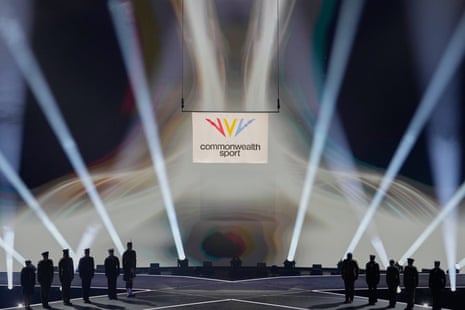 The Commonwealth Sport flag is raised.