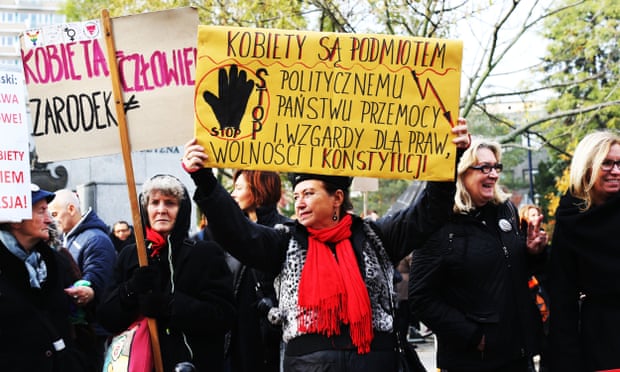 Women in Poland protest against restricted abortion laws.