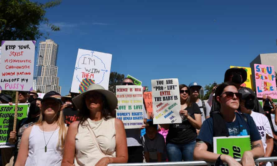 Abortion rights protesters participate in rallies in Los Angeles, California, U.S., May 14, 2022.