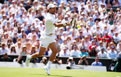 Novak Djokovic of Serbia during his Gentlemen's Singles match against Arthur Rinderknech of France.