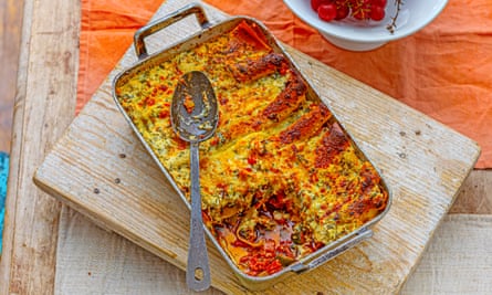 Courgette, creme fraiche and pecorino lasagne recipe by Mattie Taiano. Food and prop styling: Polly Webb-Wilson.