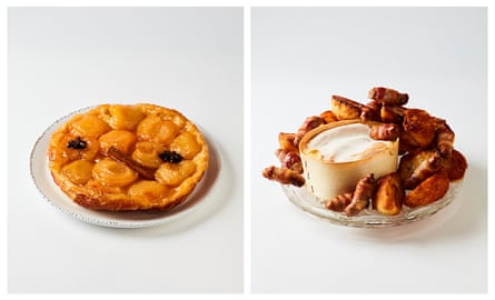 Ryle’s tarte tatin and baked whole vacherin with pigs in blankets.