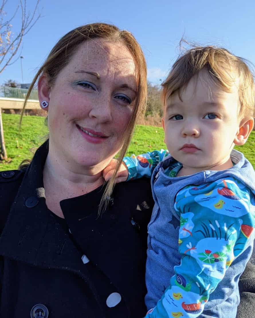 Gareth’s wife, Dr Helen Kalaher, and son Zachary outside Chester crematorium on 13 November 2020