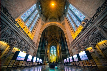 The gaze of people escaping the war … Katya Buchatska’s Izyum to Liverpool installation at Liverpool Cathedral