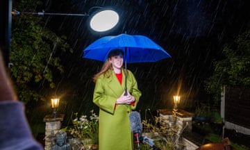 Rain didn't stop Rayner at the BBC interview in her garden in Ashton