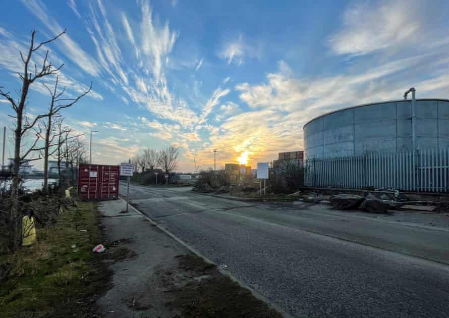 Le site d'un poste de contrôle frontalier prévu pour le Brexit au port de Belfast Harbour.