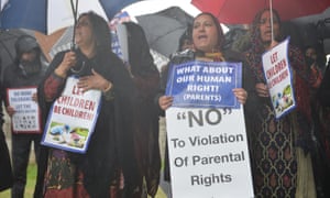 Protestors opposed to LGBT education hold a demo near Anderton Park primary school in Moseley, Birmingham