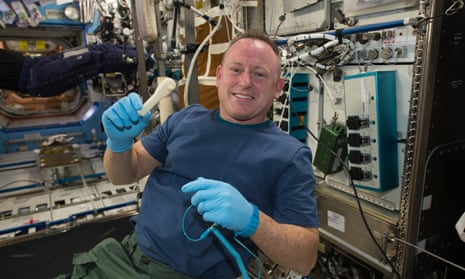 Astronaut Barry Wilmore and a printed wrench