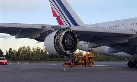 Photo taken by Air France passenger David Rehmar who was on the A380 flight from Paris to Los Angeles that was diverted to Newfoundland after one of its engines sustained serious damage.