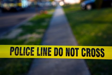 Stock image of yellow police tape.