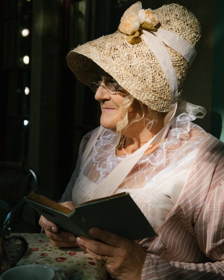A festival visitor in Regency clothing