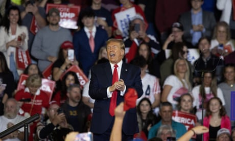 Donald Trump speaks at a campaign rally in Conway, South Carolina, on 10 Feburary 2024.