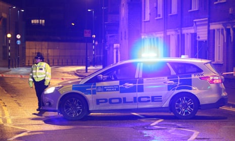 Police at crime scene in Hackney, London