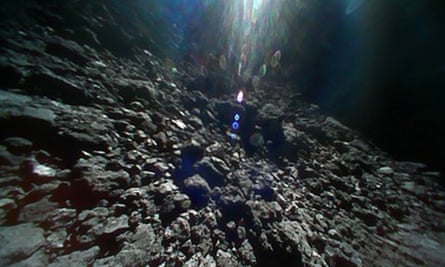 An image of the surface of asteroid Ryugu, in space, made available by the Japanese space agency JAXA