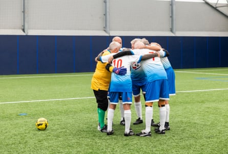 Players in a huddle