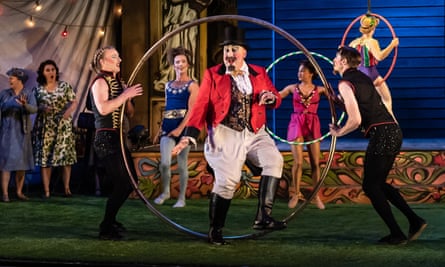The acrobatic exuberance and tricks have an irresistible theatrical impact... Jeffrey Lloyd-Roberts (centre) as the Circus Master.