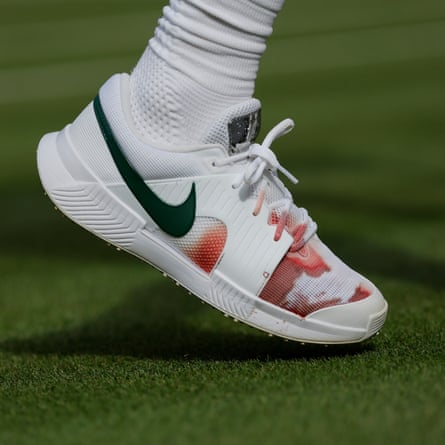 The blood-stained shoe of Jannik Sinner after his five-set victory over Miomir Kecmanoivic.