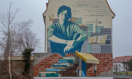 A mural in Burg, Germany, commemorates the writer Brigitte Reimann. 