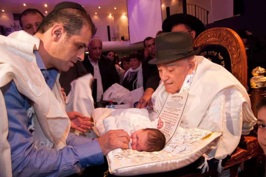 A Jewish circumcision ceremony in Jerusalem.