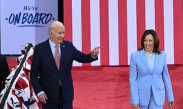  Joe Biden and Kamala Harris arrive for a campaign rally in Philadelphia, Pennsylvania.