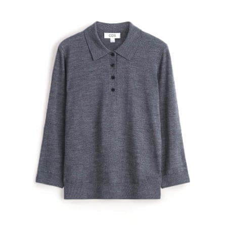 Cos merino jumper with collar and popover-style buttons