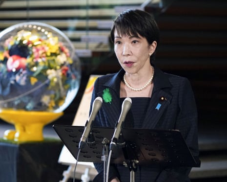 Japan's Prime Minister Sanae Takaichi speaks to media after the tsunami alert