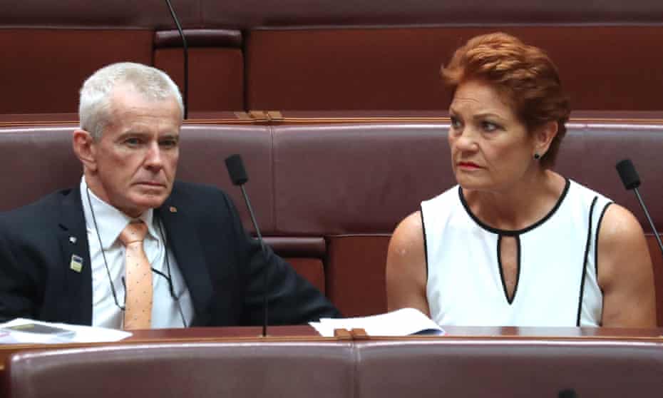 One Nation’s Malcolm Roberts and Pauline Hanson in the Senate