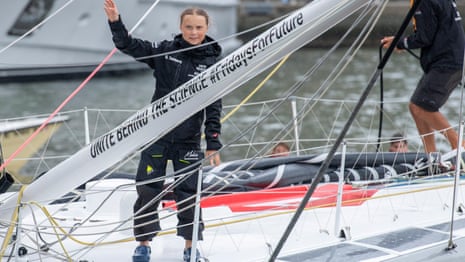 Greta Thunberg reaches New York after two-week sailing journey across Atlantic – video