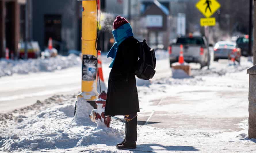 A pedestrian braves the cold on Wednesday in Minneapolis, Minnesota.