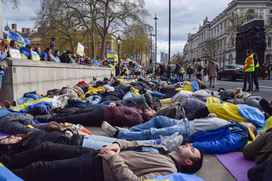 Demonstrators staged a massive protest outside Downing St in London on Saturday.