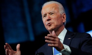 Joe Biden delivers a televised address to the US after the electoral college formally confirmed his victory, in Wilmington, Delaware Monday.