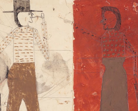 Bill Traylor’s drawing Man on White, Woman on Red given by Steven Spielberg to Alice Walker.