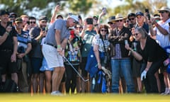 Phil Mickelson plays a chip shot